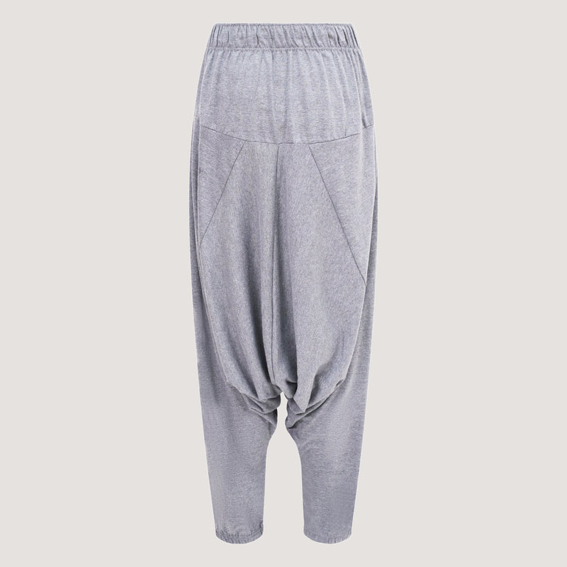 Light grey super-soft jersey bamboo harem pants designed by OMishka