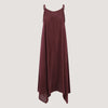 Brown Linen Hanky Hem Maxi Dress