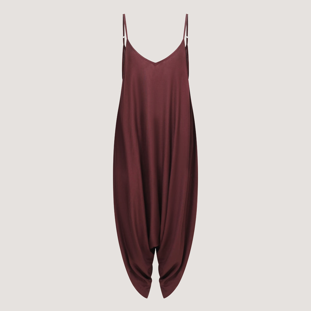 Maroon red strappy, sleeveless harem jumpsuit designed by OMishka