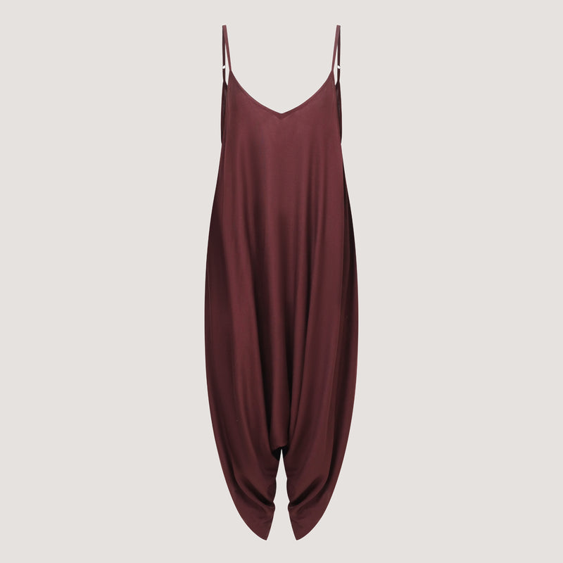 Maroon red strappy, sleeveless harem jumpsuit designed by OMishka