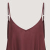 Maroon red, sleeveless harem jumpsuit with tapered legs and seam pockets designed by OMishka