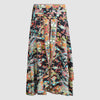 Black and multi colour floral print, double layered, recycled Indian sari silk 2-in-1 skirt dress designed by OMishka