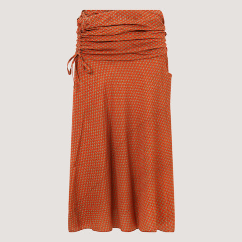 Tropical Leaf Print Layered Silk 2-in-1 Skirt Dress