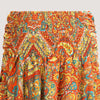 Orange art deco tile print, recycled Indian sari silk 2-in-1 A-line skirt dress designed by OMishka