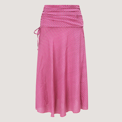 Green Tile Print Silk 2-in-1 Skirt Dress