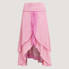 Pink ditsy floral print, double layered, recycled Indian sari silk 2-in-1 skirt dress designed by OMishka