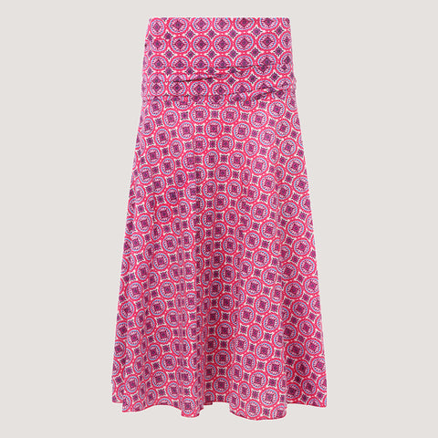 Teal Thistle Print Silk 2-in-1 Skirt Dress