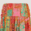 Pink and gold patchwork print, recycled Indian sari silk 2-in-1 A-line skirt dress designed by OMishka