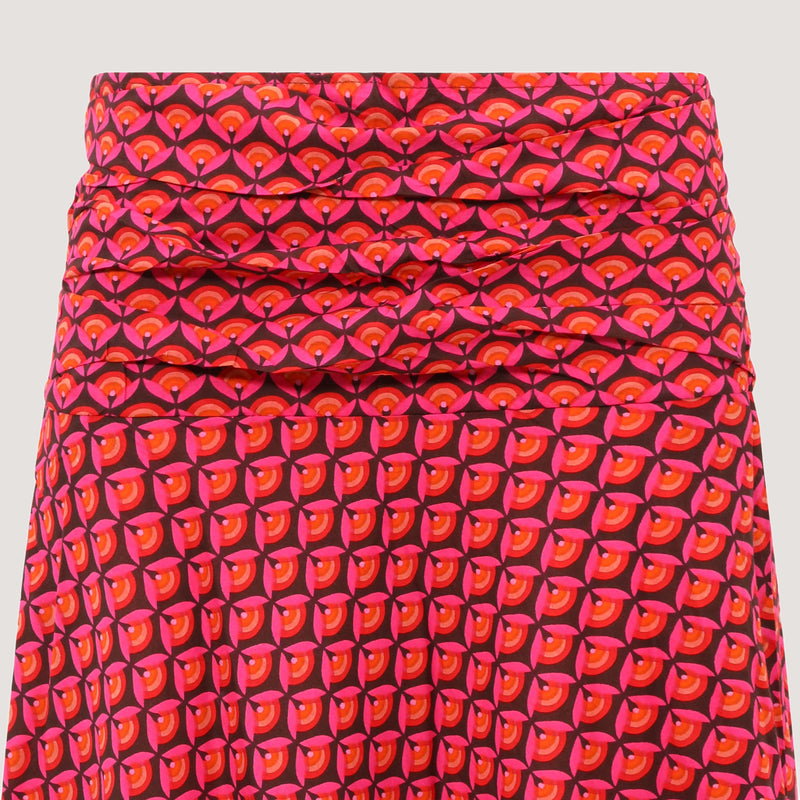 Pink lotus flower A-line skirt 2-in-1 dress designed by OMishka