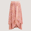 Pink lotus flower, double layered, recycled Indian sari silk 2-in-1 skirt dress designed by OMishka