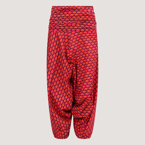 Red Birch Leaf Harem Trousers 2-in-1 Jumpsuit