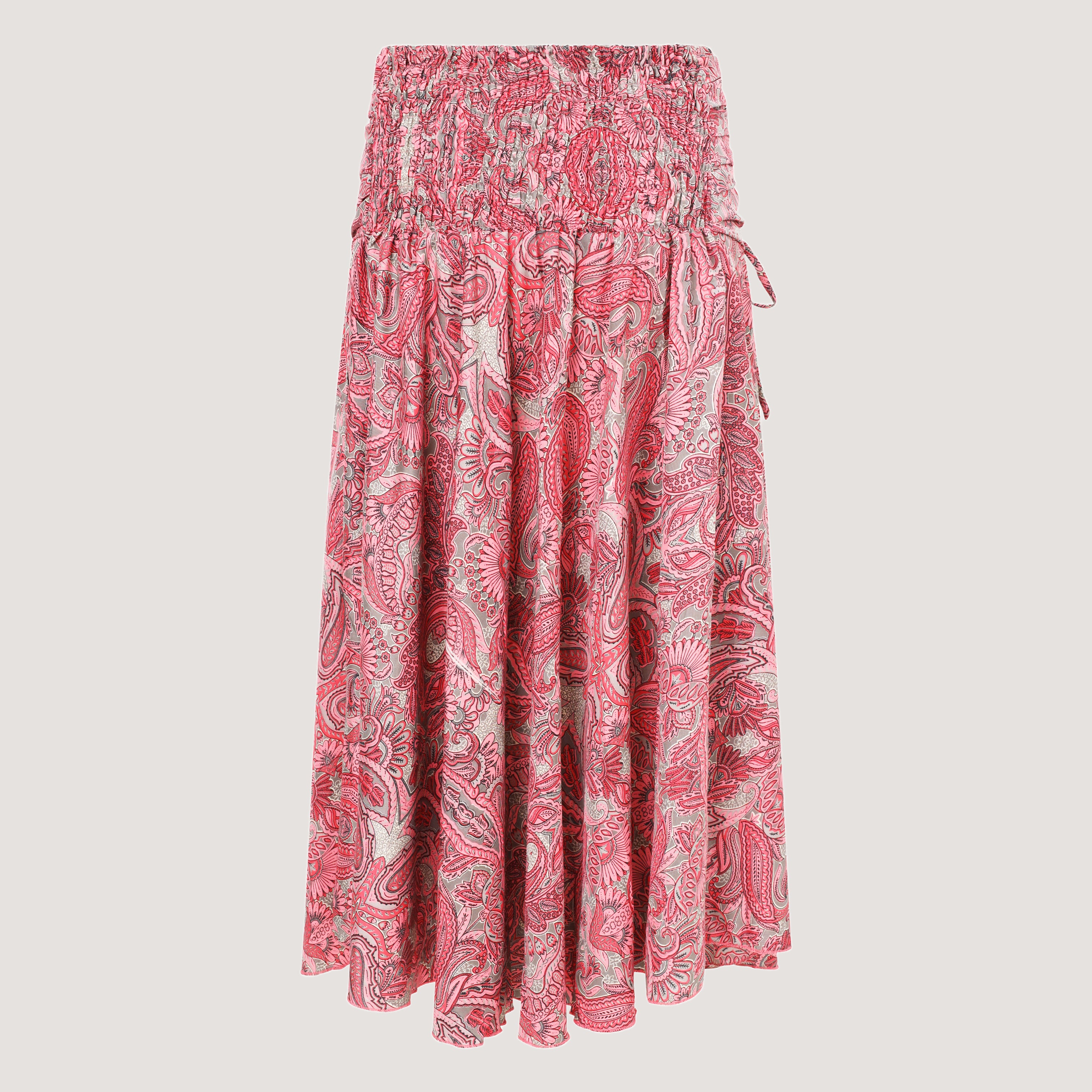 Pink Paisley Motif Silk 2-in-1 Skirt Dress Designed by OMishka