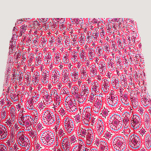 Pink retro flower print 2-in-1 harem pants jumpsuit designed by OMishka