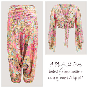 Pink Swirl Print Sari Wrap Top