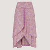 Indian Pink Flower Layered Silk 2-in-1 Skirt Dress