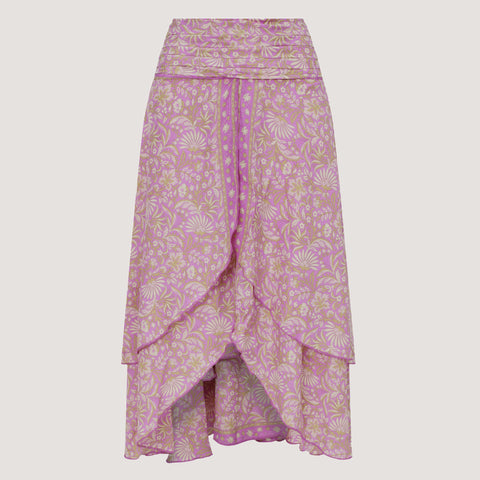 Pink Swirl Print Silk 2-in-1 Skirt Dress