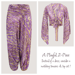 Purple & Gold Animal Print Sari Wrap Top