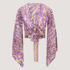Teal & Gold Animal Print Sari Wrap Top
