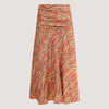 Multi-Colour Gold Floral Print Layered Silk 2-in-1 Skirt Dress