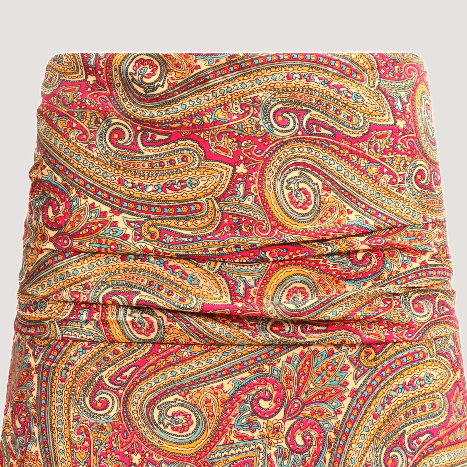 Red & Gold Floral Swirl Print Silk 2-in-1 Skirt Dress - OMishka