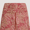 Red paisley swirl print, double layered, recycled Indian sari silk skirt 2-in-1 dress designed by OMishka