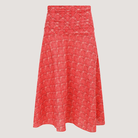 Red Birch Leaf Print 2-in-1 Skirt Dress