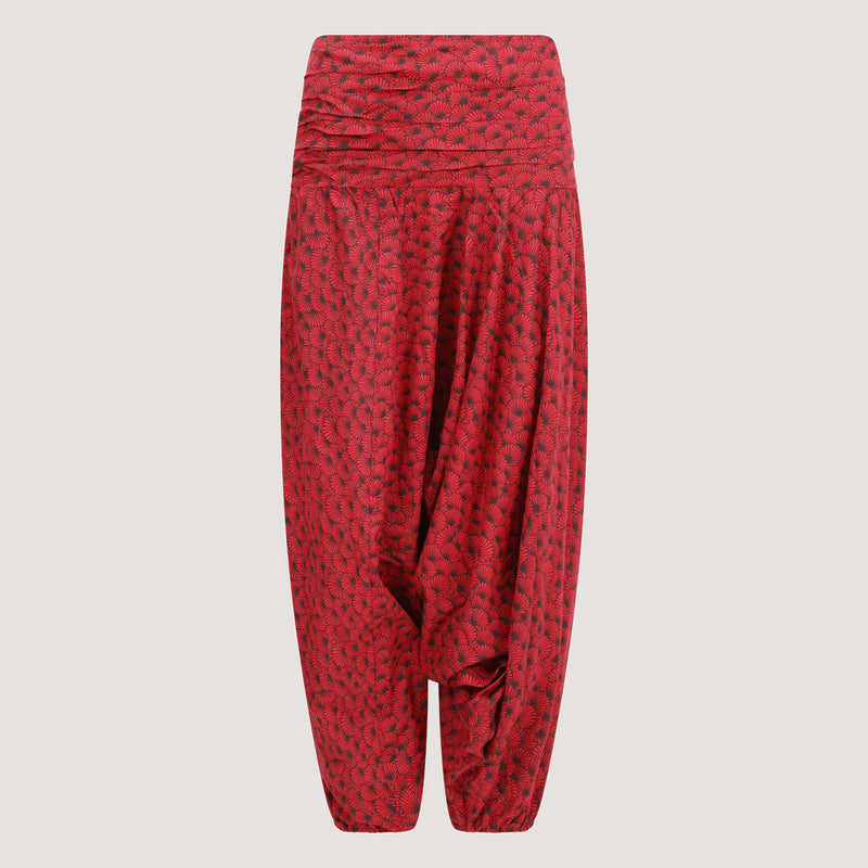 Red shell harem trousers 2-in-1 jumpsuit designed by OMishka
