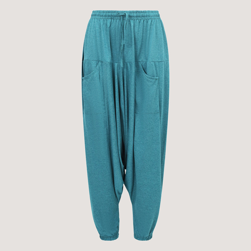 Teal super-soft bamboo harem pants designed by OMishka