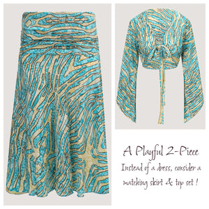 Teal & Gold Animal Print Sari Wrap Top