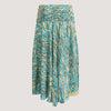 Teal and gold animal print, recycled Indian sari silk, strapless dress 2-in-1 A-line skirt designed by OMishka