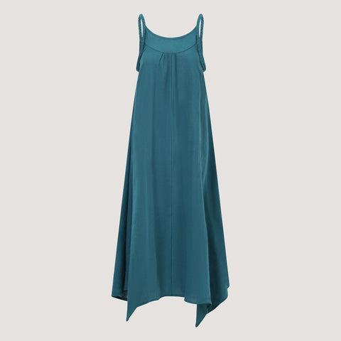 Blue & Gold Patchwork Silk 2-in-1 Skirt Dress