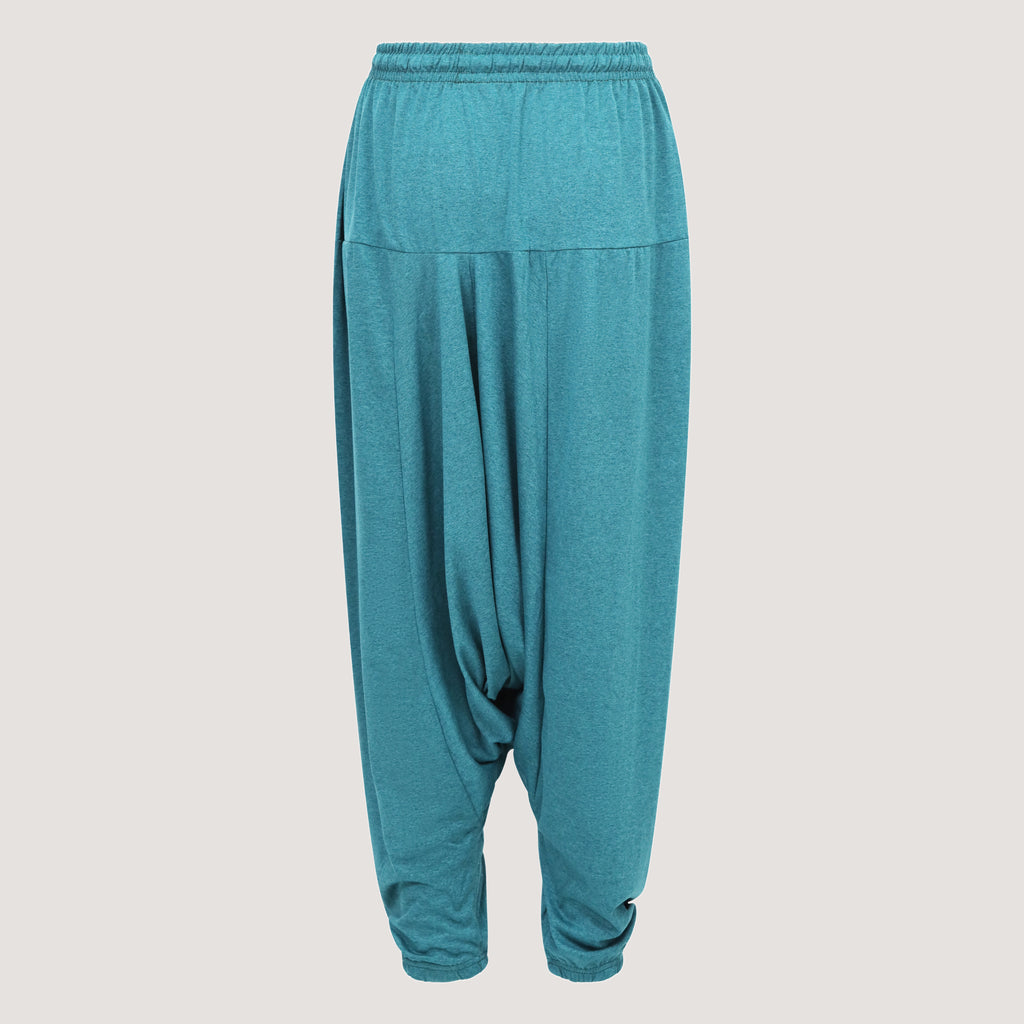 Teal super-soft jersey bamboo harem pants designed by OMishka