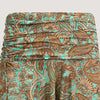 Teal floral paisley motif print, recycled Indian sari silk, harem trousers 2-in-1 jumpsuit designed by OMishka