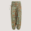 Green Ditsy Floral Silk Harem Trousers 2-in-1 Jumpsuit