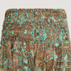 Teal floral paisley motif print, recycled Indian sari silk, 2-in-1 harem pants bandeau jumpsuit designed by OMishka