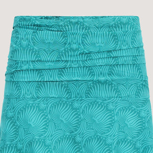 Teal palm leaf A-line skirt 2-in-1 dress designed by OMishka