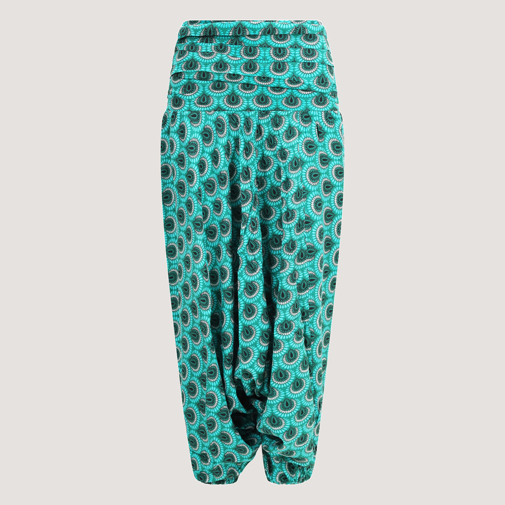Teal peacock harem trousers 2-in-1 jumpsuit designed by OMishka