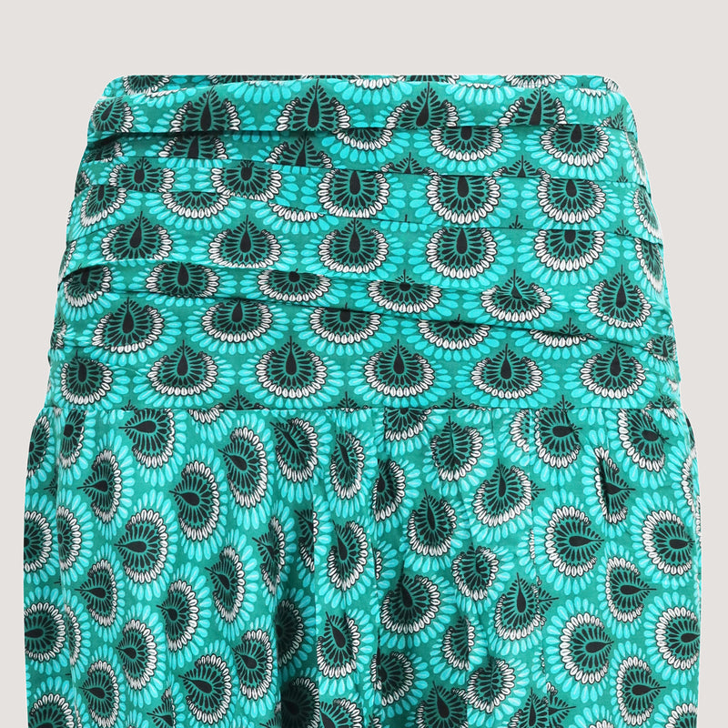 Teal peacock harem trousers 2-in-1 bandeau jumpsuit designed by OMishka
