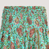 Teal floral thistle print, recycled Indian sari silk, 2-in-1 harem pants bandeau jumpsuit designed by OMishka