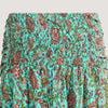 Teal floral thistle print, recycled Indian sari silk 2-in-1 A-line skirt dress designed by OMishka