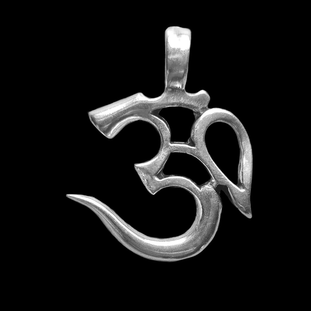 Solid silver open Om pendant.