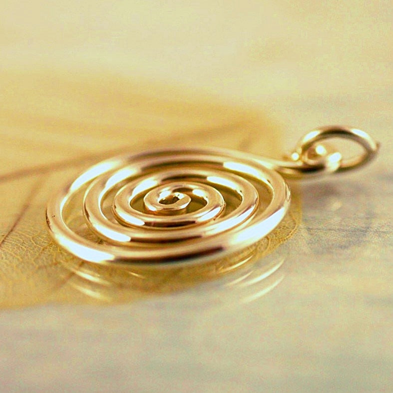 Pure brass open spiral pendant necklace.