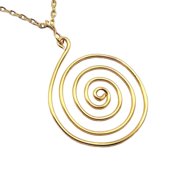 Pure brass open spiral pendant.