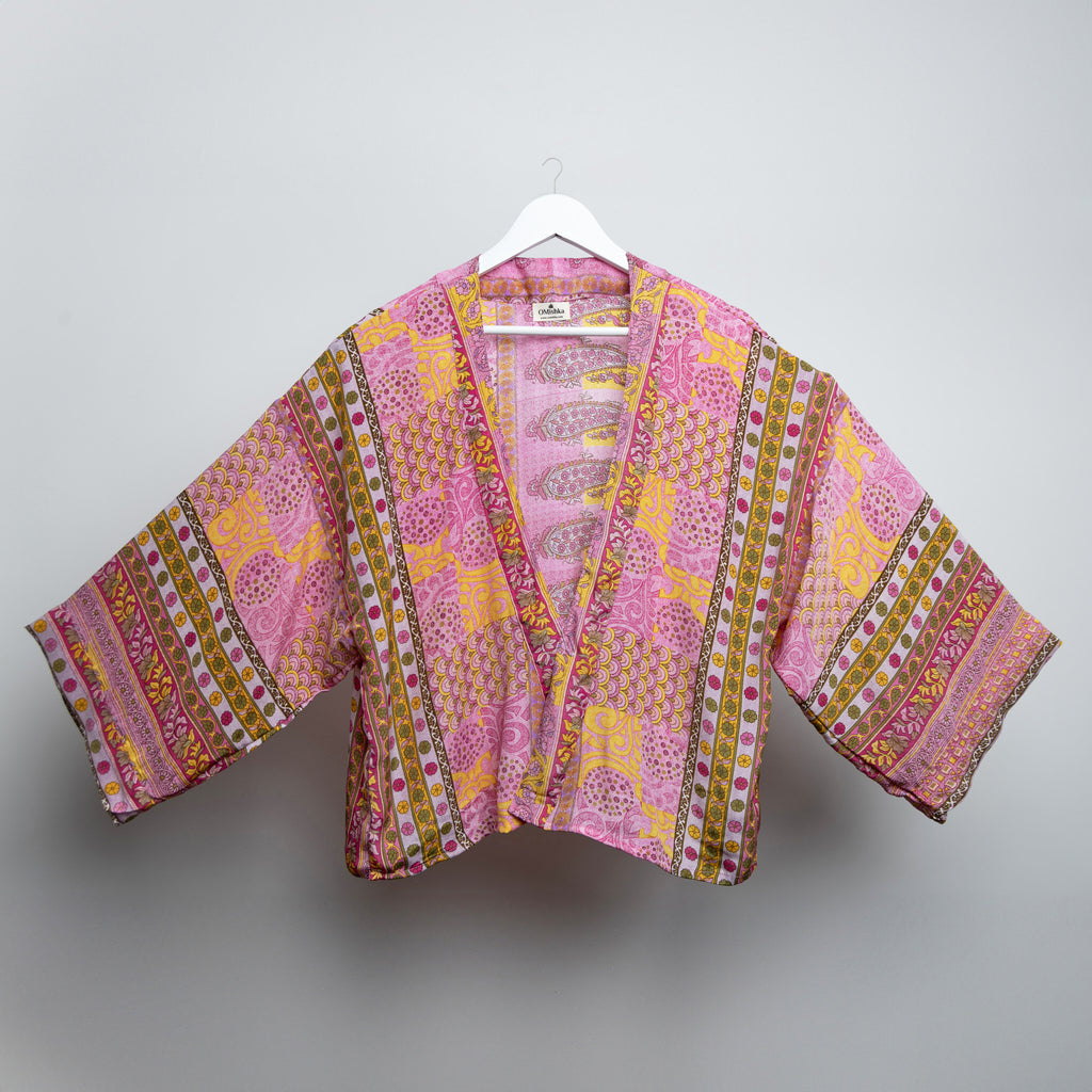 Pink Retro Garden Kimono Jacket