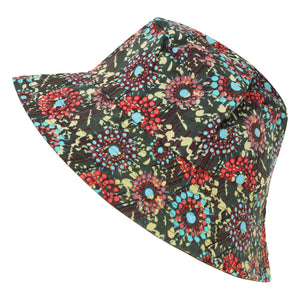 Floral Green Block Print - Reversible Bucket Hat