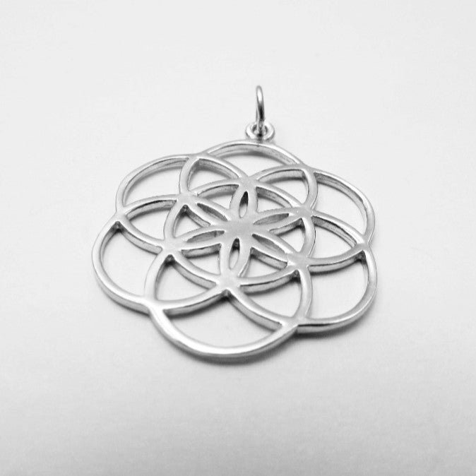 Solid silver seed of life pendant.