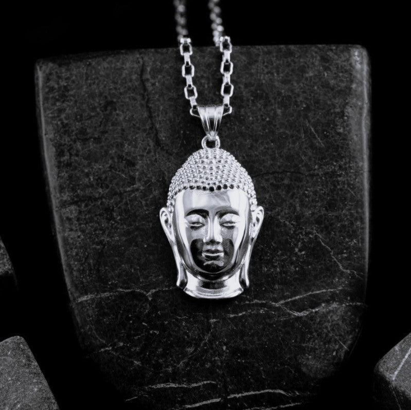 Siddhartha Buddha head pendant necklace.