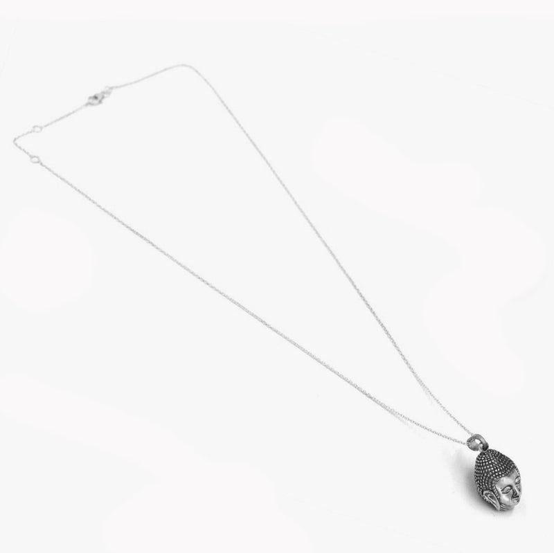 Tiny silver buddha head charm pendant.