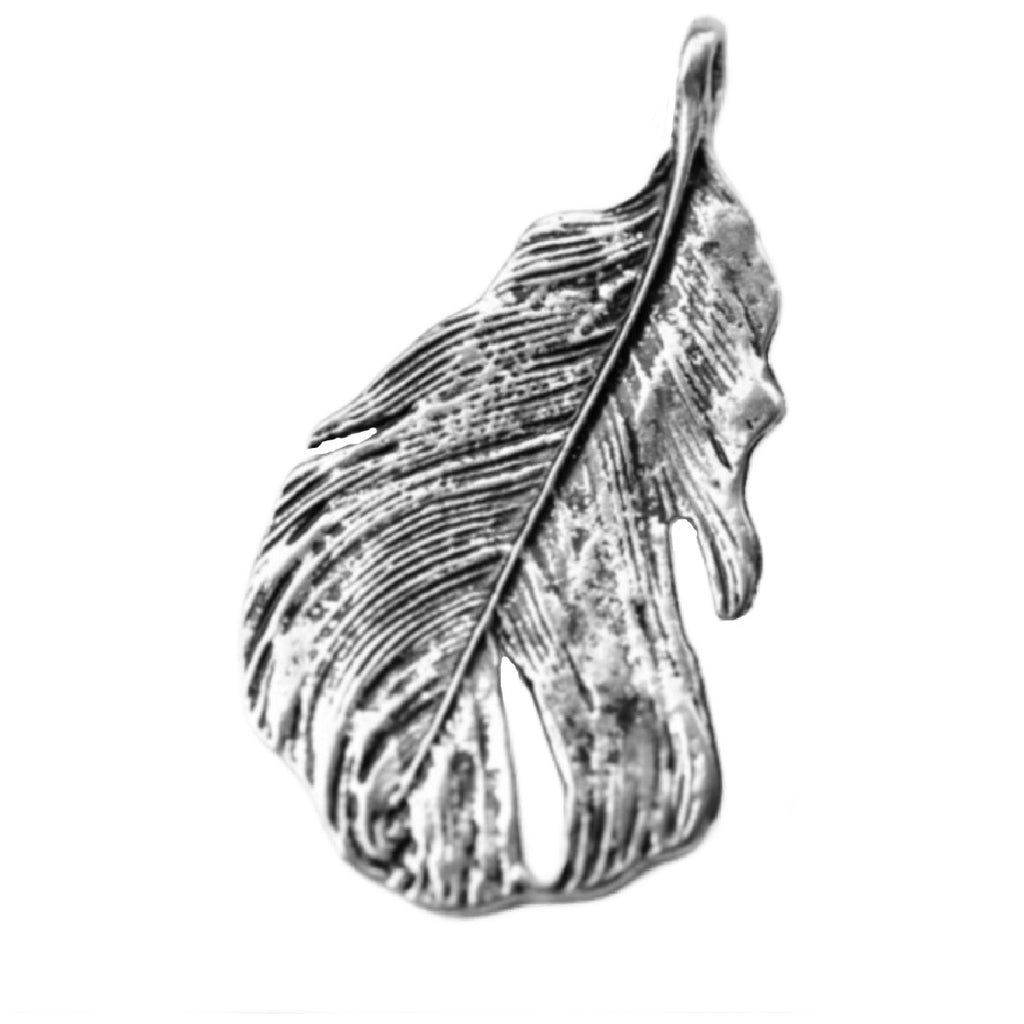 Silver feather pendant.