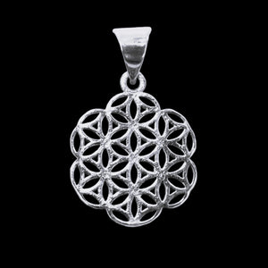 Silver flower of life pendant necklace.
